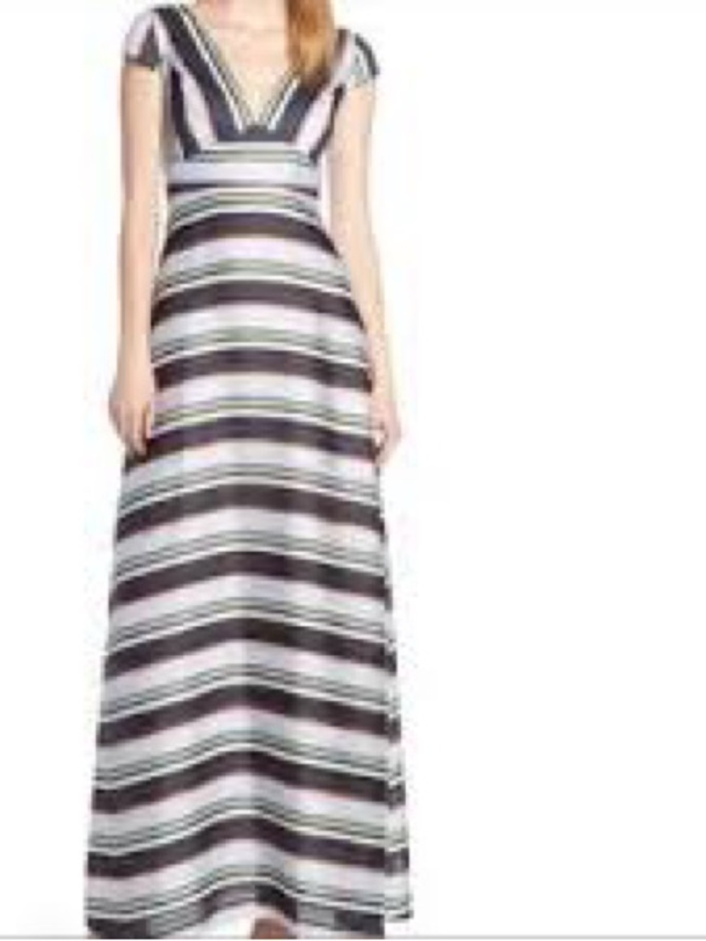 Foxiedox Tadilta Striped Plunging V-Neck Maxi Dress NWOT Size XS